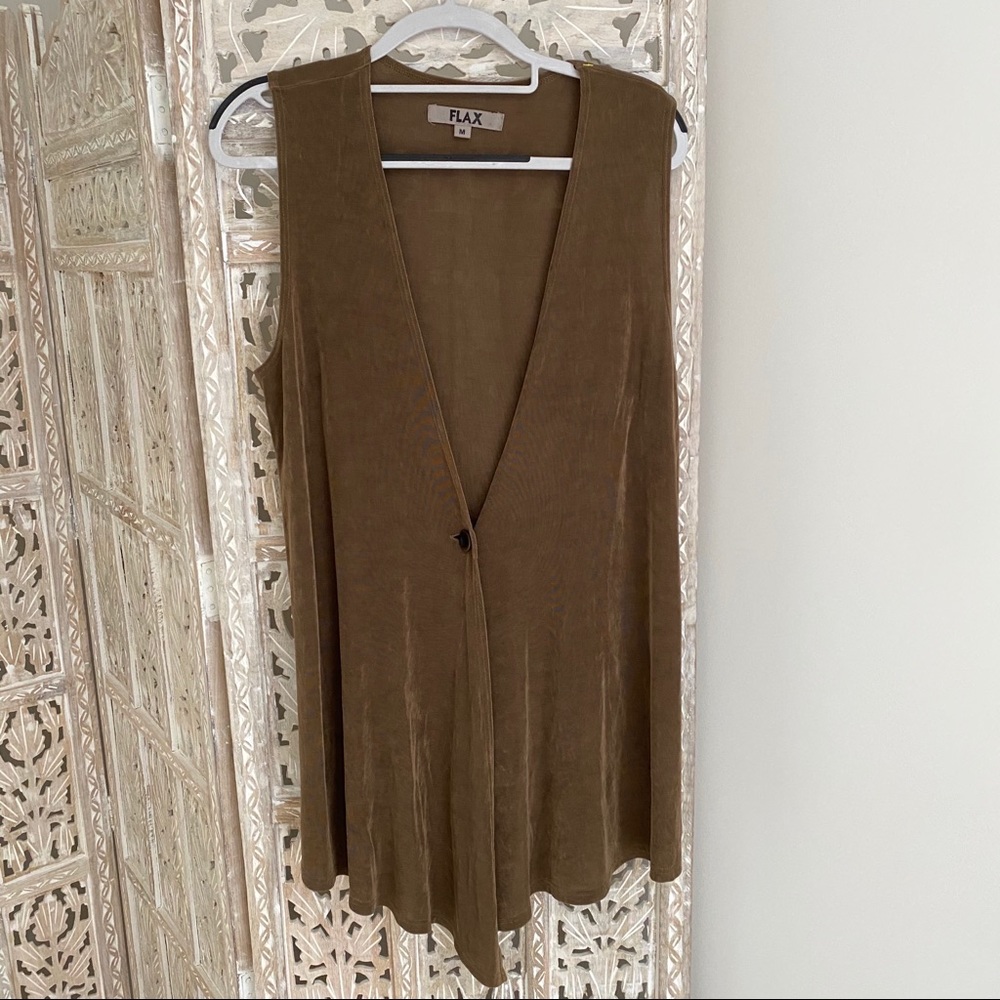 Flax Long Tunic Vest Size Medium